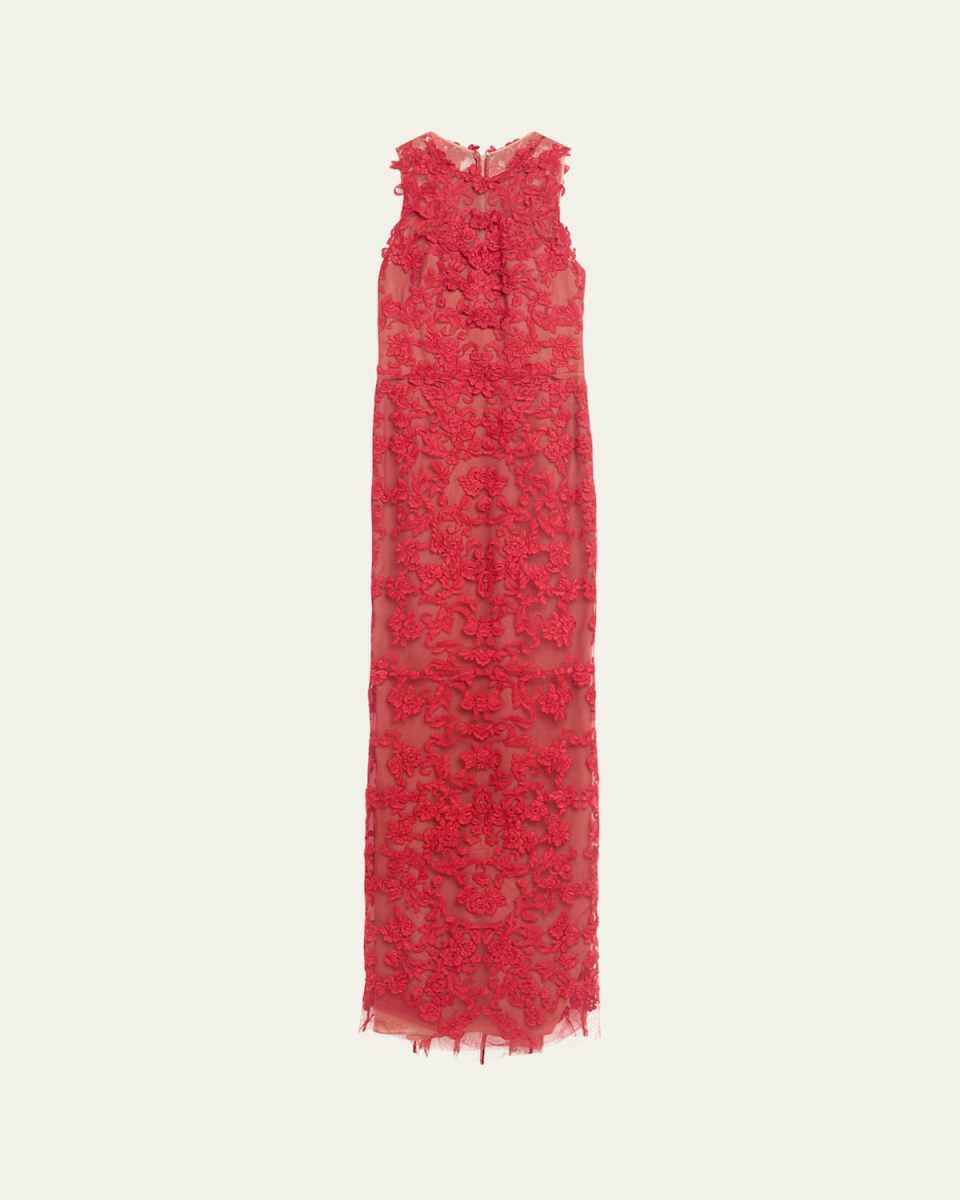 Sleeveless Lace Column Gown